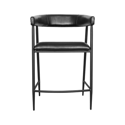 Classic Home - Preston 26in Top Grain Leather Counter Stool Chair In Jet Black - 53001986 veiw 2
