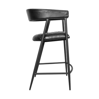 Classic Home - Preston 26in Top Grain Leather Counter Stool Chair In Jet Black - 53001986 veiw 3