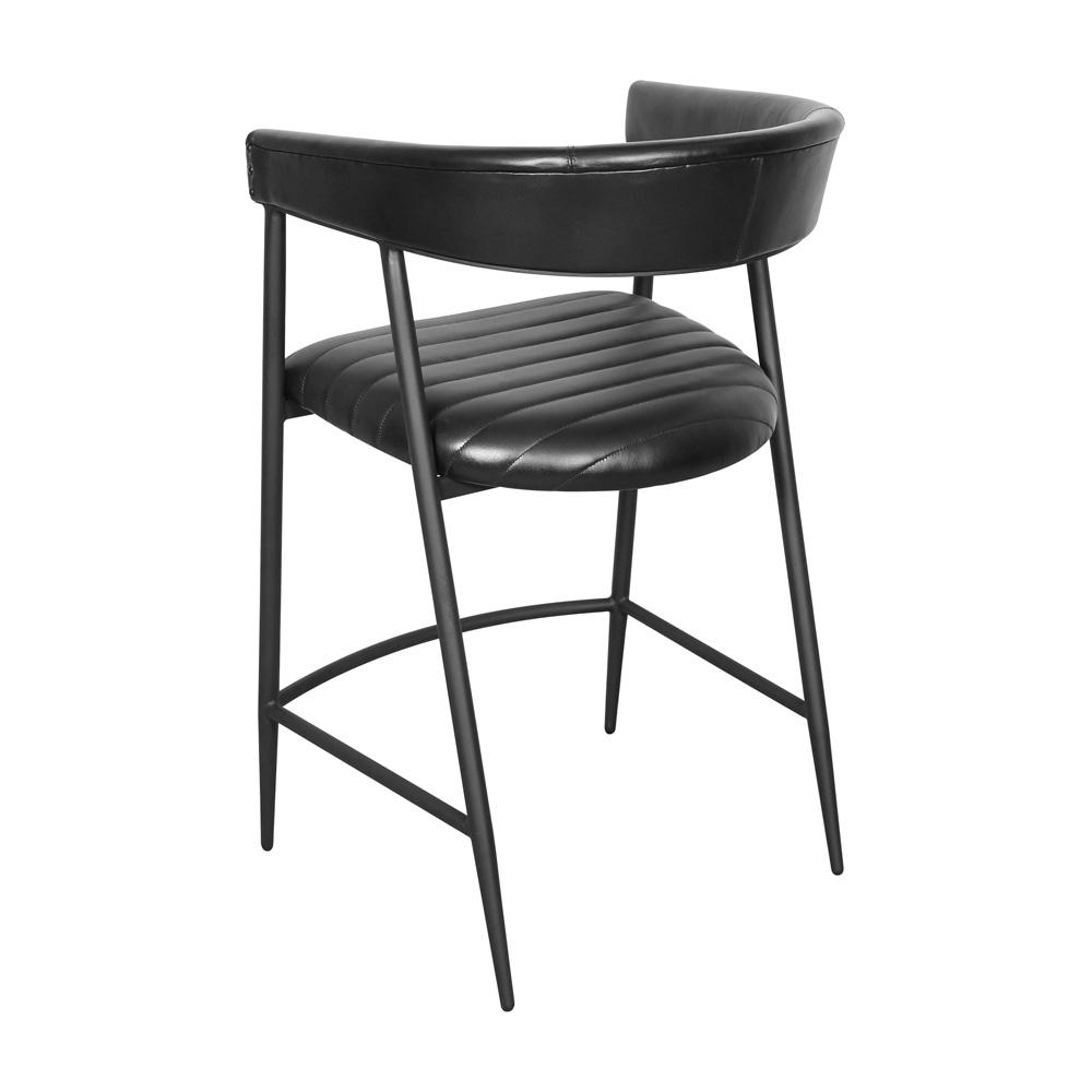 Classic Home - Preston 26in Top Grain Leather Counter Stool Chair In Jet Black - 53001986 veiw 4