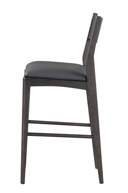 Classic Home - Rooney 30in Top Grain Leather Bar Stool In Black - 53004798 veiw 3
