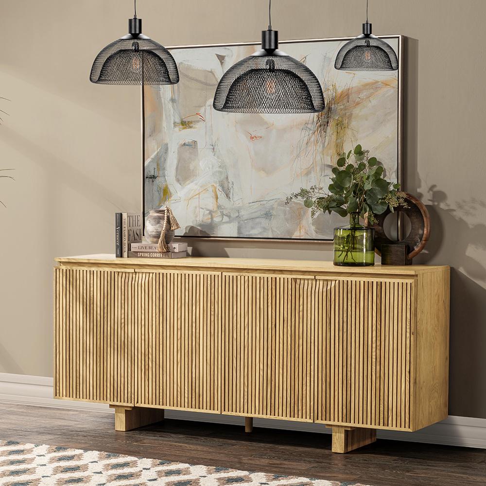 Classic Home  - Roya Oak Wood 4-Door Sideboard Buffet - Oak Natural - 52004206 veiw 8