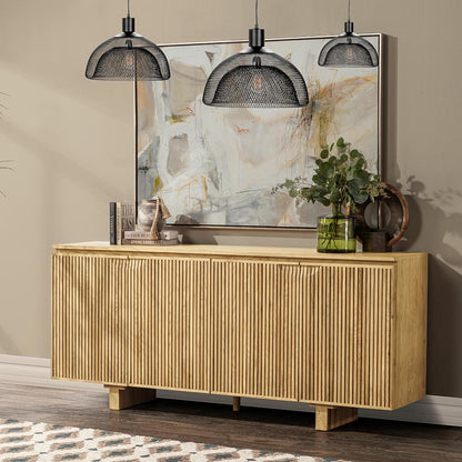 Classic Home  - Roya Oak Wood 4-Door Sideboard Buffet - Oak Natural - 52004206 veiw 8