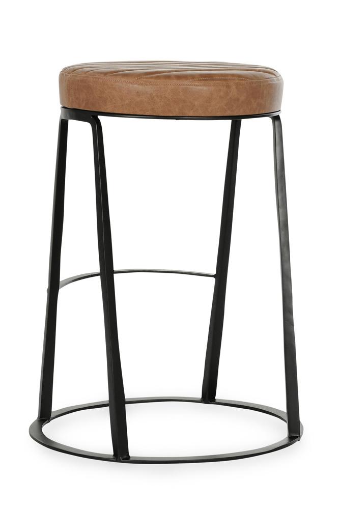 Classic Home - Sawyer Round 26in Top Grain Leather Counter Stool In Chestnut Brown - 53001973 veiw 4
