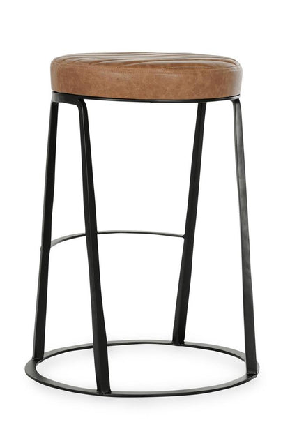 Classic Home - Sawyer Round 26in Top Grain Leather Counter Stool In Chestnut Brown - 53001973 veiw 4