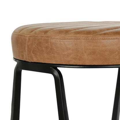 Classic Home - Sawyer Round 26in Top Grain Leather Counter Stool In Chestnut Brown - 53001973 veiw 5