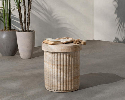 Classic Home  - Selah Outdoor Concrete Stool - Beige - 53006312 veiw 7