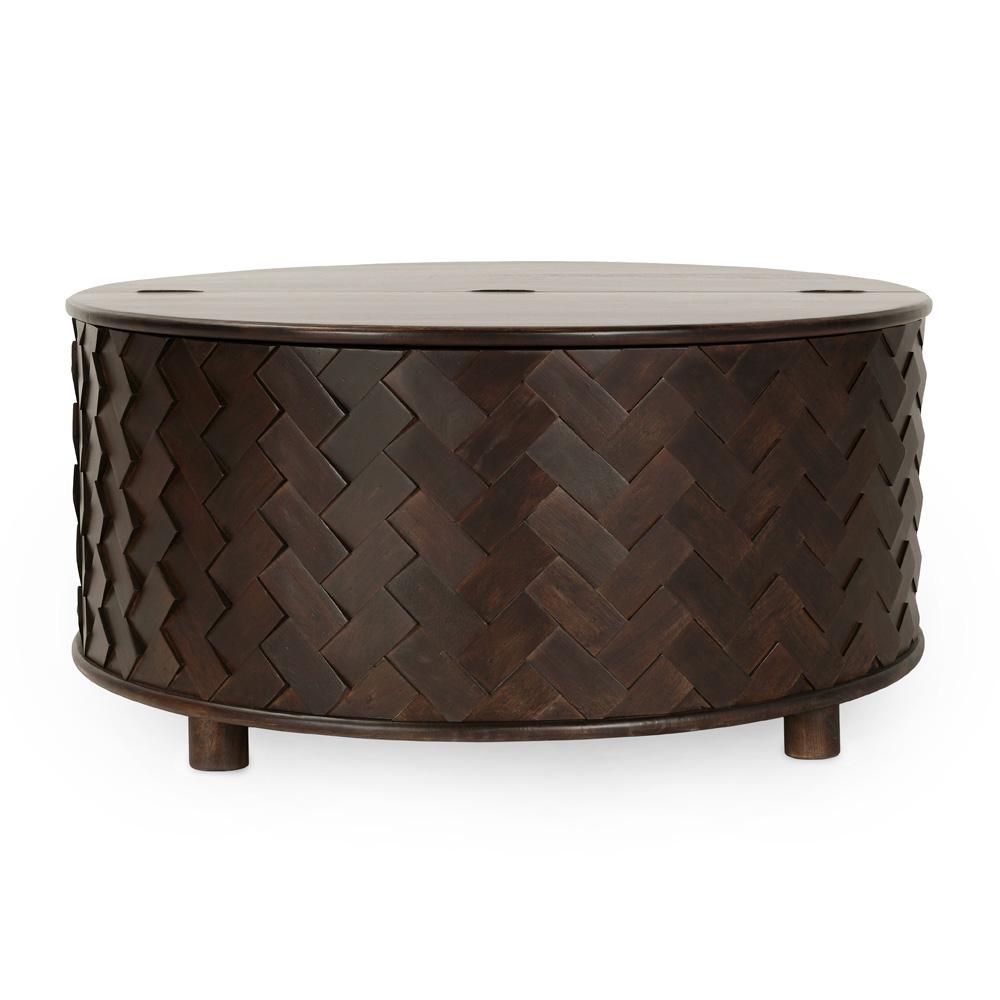 Classic Home - Shira 40in Round Coffee Table With Storage In Kona Brown - 51011887 veiw 1