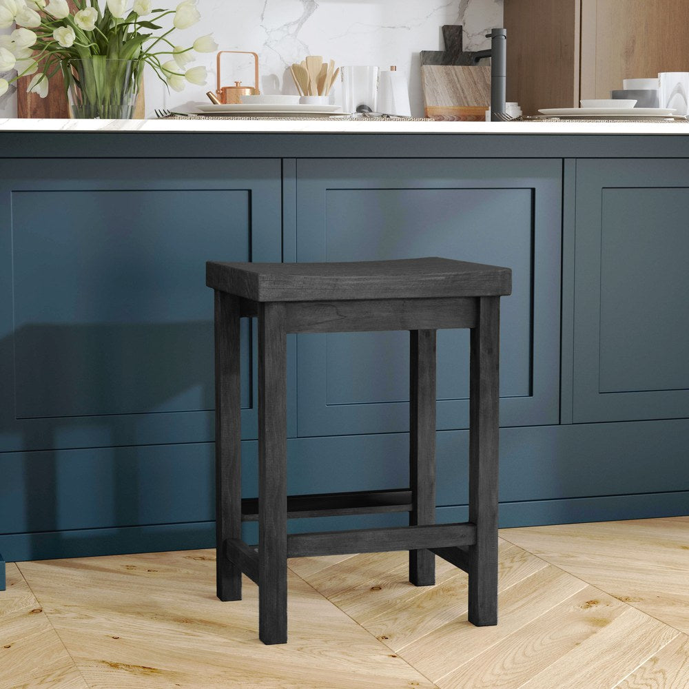 Classic Home - Tanner Reclaimed Pine Counter Stool - Carbon Black - 53006557 view 6
