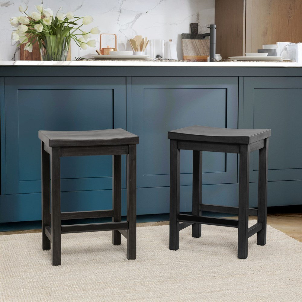 Classic Home - Tanner Reclaimed Pine Counter Stool - Carbon Black - 53006557 view 7