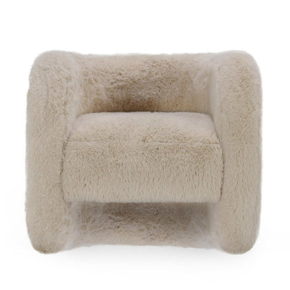 Classic Home - Teddy  Plush Fabric  Cushioned Beige Accent Chair - 53006040 veiw 2