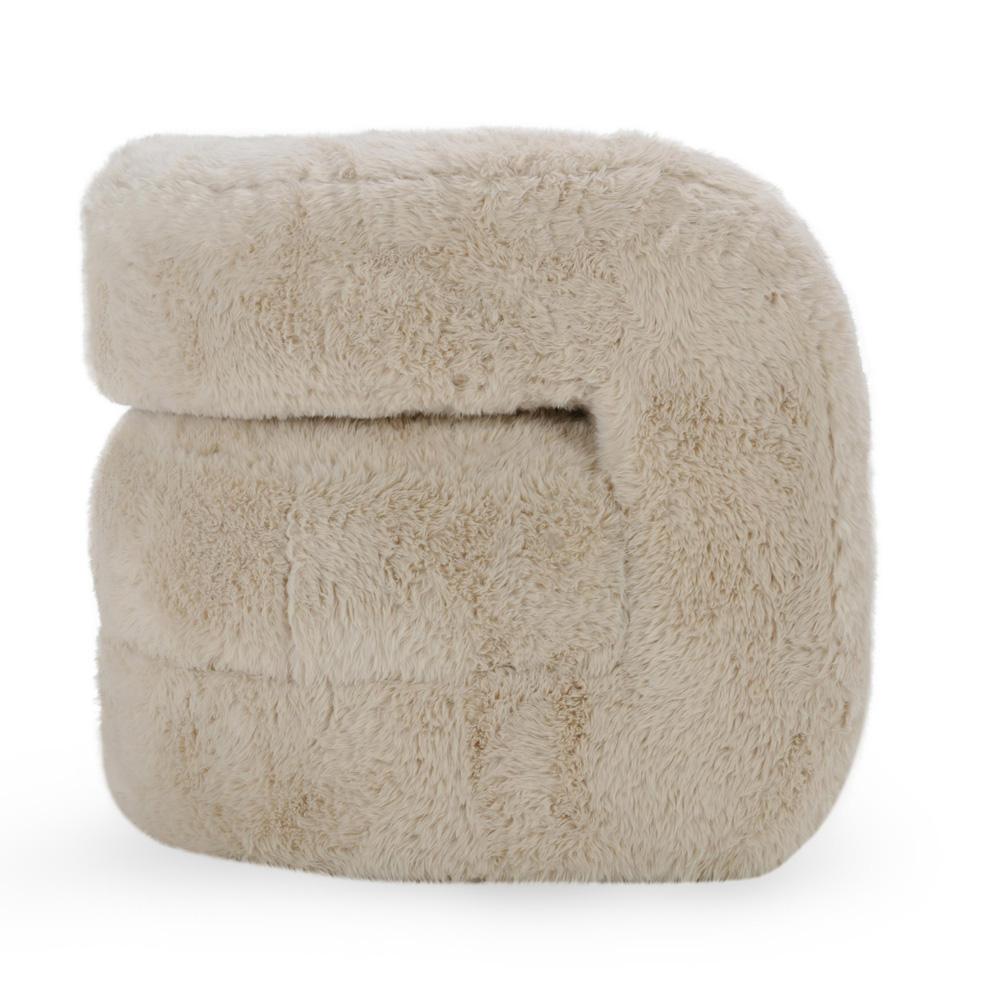 Classic Home - Teddy  Plush Fabric  Cushioned Beige Accent Chair - 53006040 veiw 3