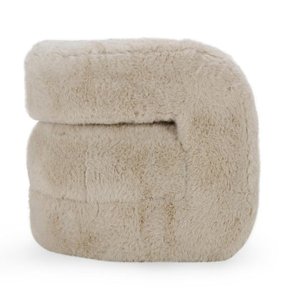 Classic Home - Teddy  Plush Fabric  Cushioned Beige Accent Chair - 53006040 veiw 3