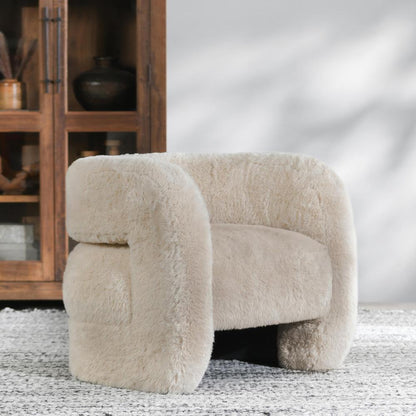 Classic Home - Teddy  Plush Fabric  Cushioned Beige Accent Chair - 53006040 veiw 6