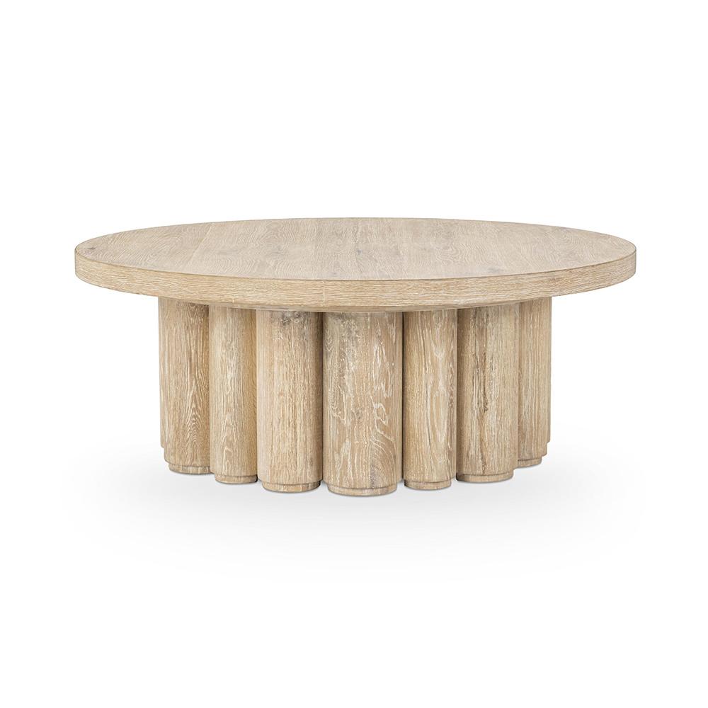 Classic Home  - Tiber 48in Oak Veneer Wood Coffee Table  - White Wash - 51031714 veiw 1