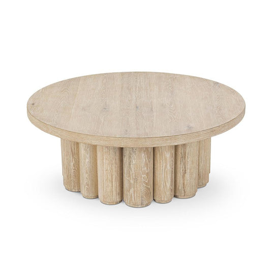 Classic Home  - Tiber 48in Oak Veneer Wood Coffee Table  - White Wash - 51031714 veiw 2