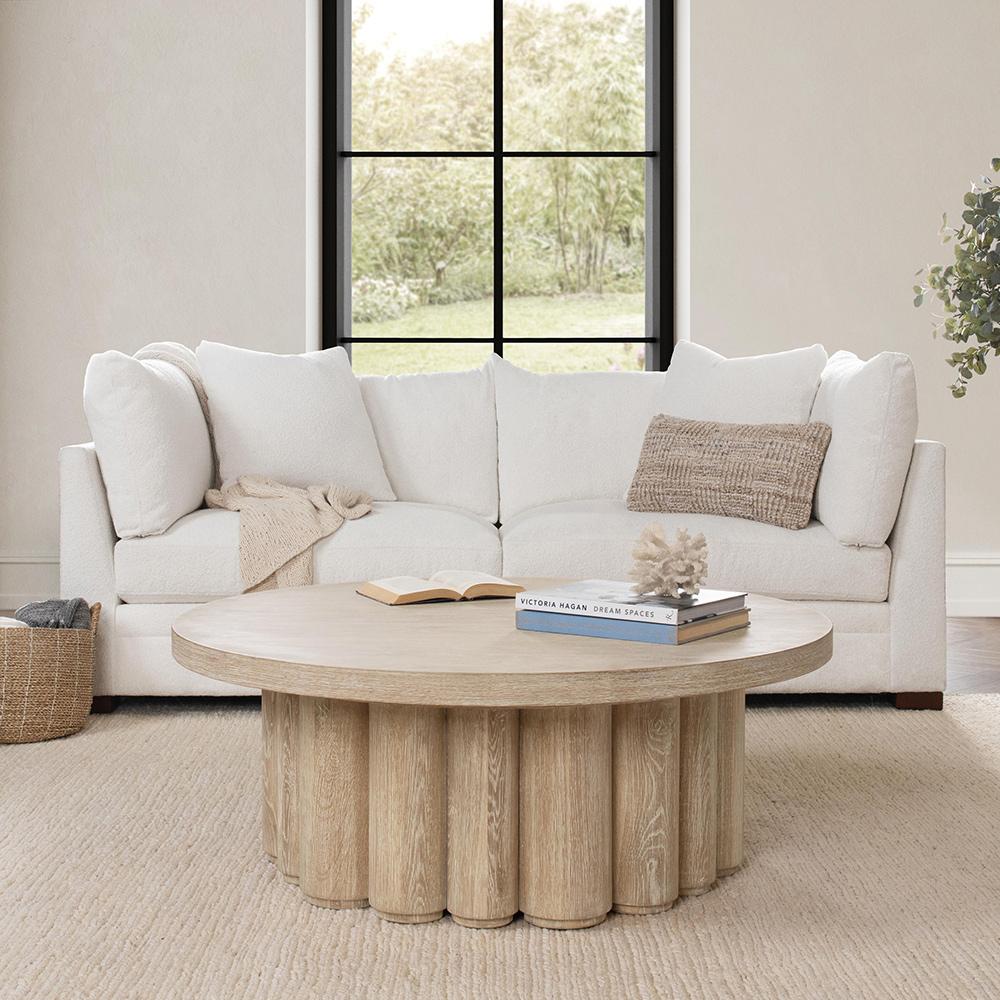 Classic Home  - Tiber 48in Oak Veneer Wood Coffee Table  - White Wash - 51031714 veiw 6
