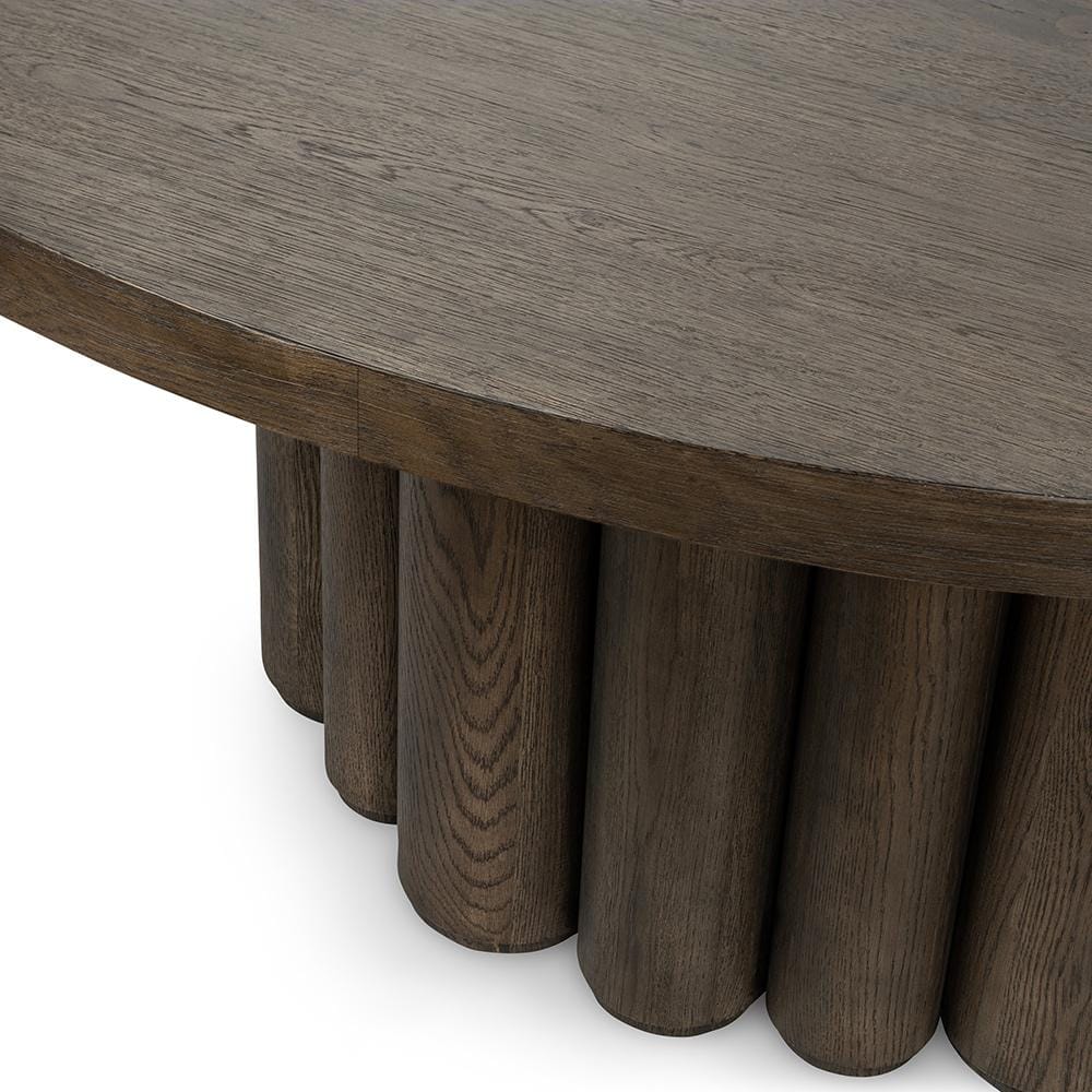 Classic Home  - Tiber 70in Round Oak Veneer Wood Dining Table - Toasted Brown - 51031735 veiw 3