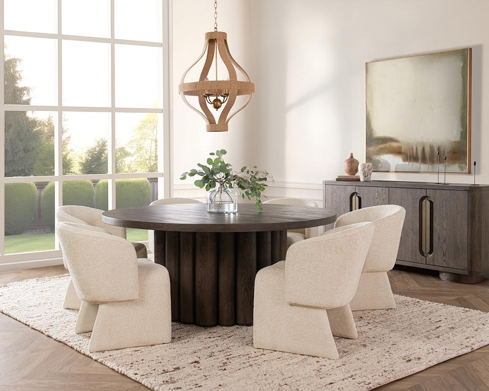 Classic Home  - Tiber 70in Round Oak Veneer Wood Dining Table - Toasted Brown - 51031735 veiw 7