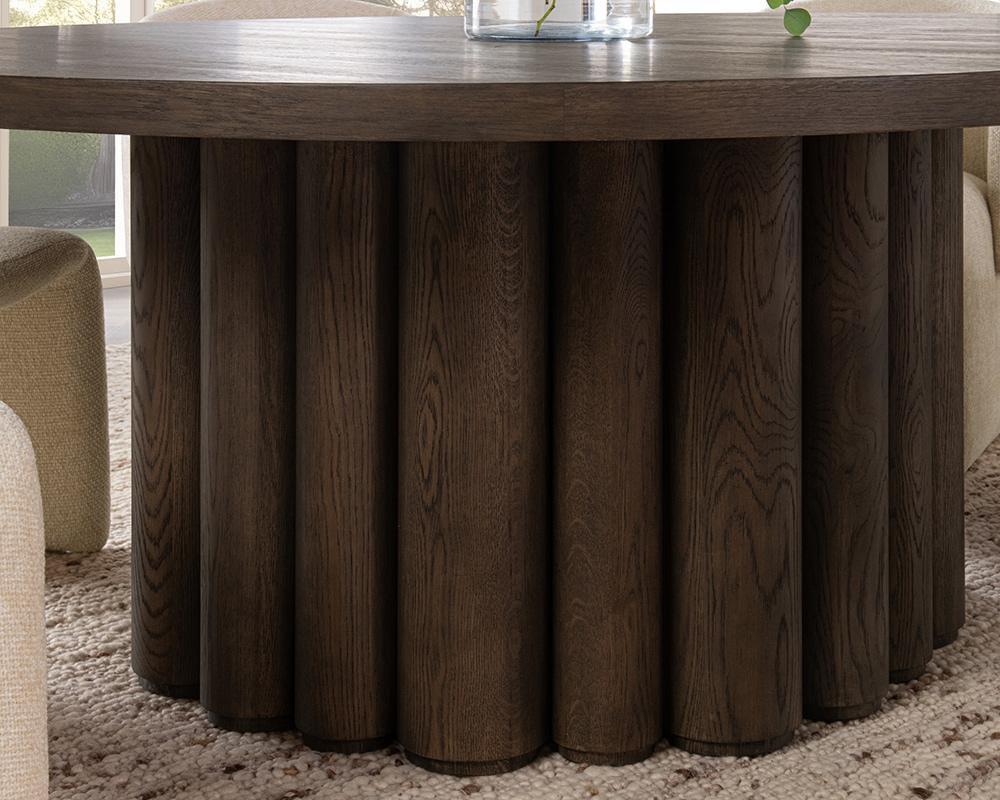 Classic Home  - Tiber 70in Round Oak Veneer Wood Dining Table - Toasted Brown - 51031735 veiw 9