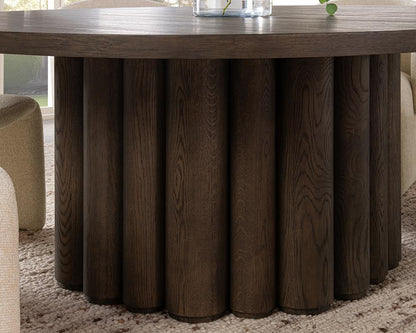 Classic Home  - Tiber 70in Round Oak Veneer Wood Dining Table - Toasted Brown - 51031735 veiw 9