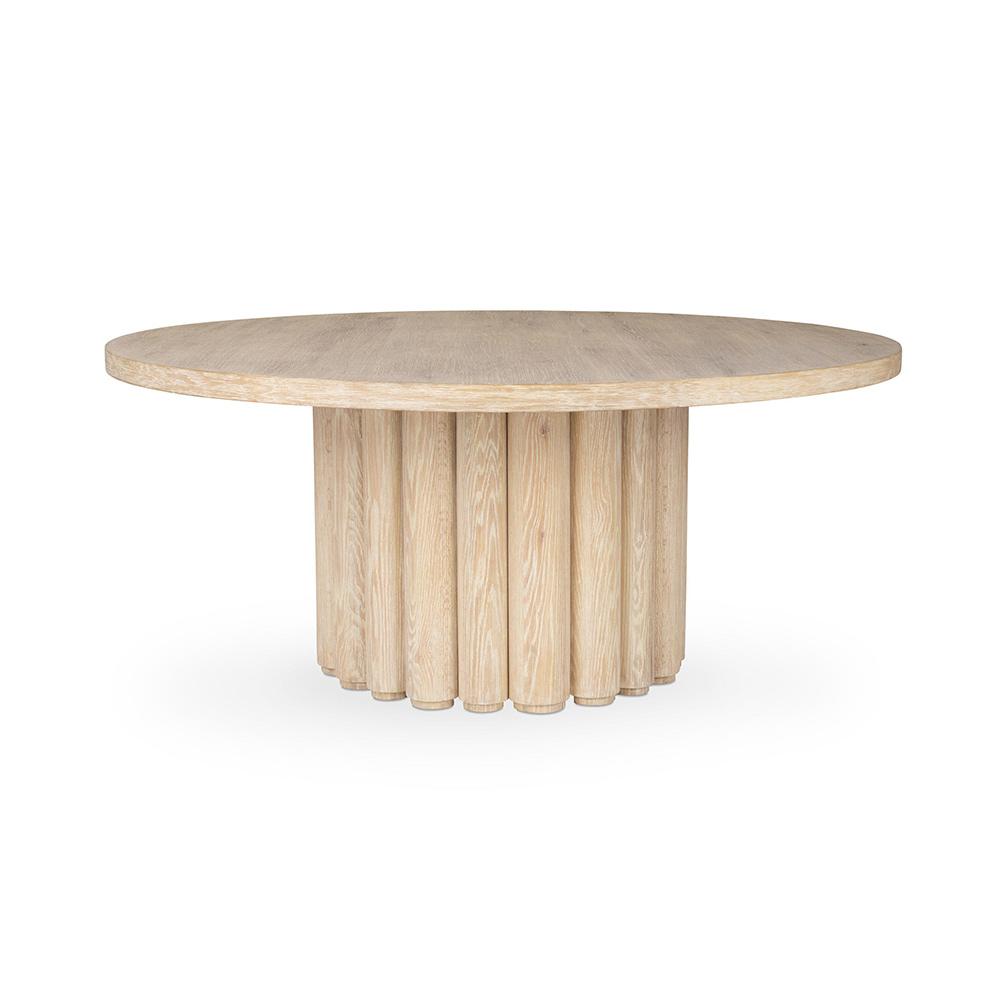 Classic Home  - Tiber 70in Round Oak Veneer Wood Dining Table - White Wash - 51031712 veiw 1