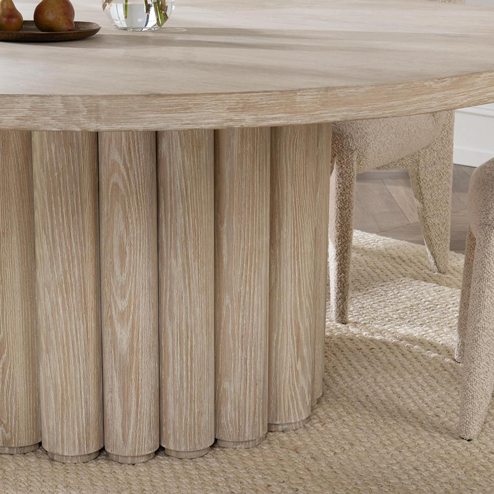 Classic Home  - Tiber 70in Round Oak Veneer Wood Dining Table - White Wash - 51031712 veiw 4