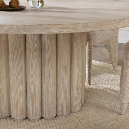 Classic Home  - Tiber 70in Round Oak Veneer Wood Dining Table - White Wash - 51031712 veiw 4