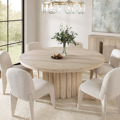 Classic Home  - Tiber 70in Round Oak Veneer Wood Dining Table - White Wash - 51031712 veiw 5