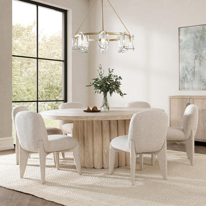 Classic Home  - Tiber 70in Round Oak Veneer Wood Dining Table - White Wash - 51031712 veiw 6