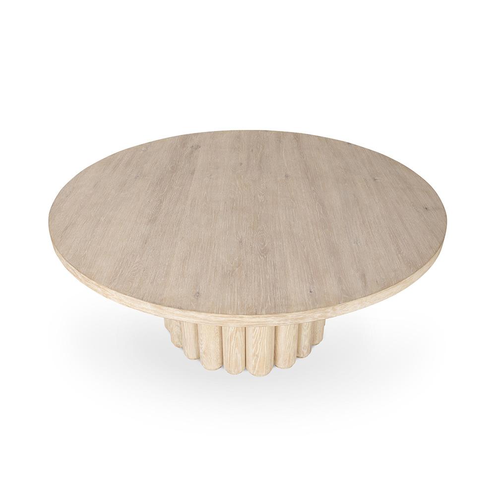 Classic Home  - Tiber 70in Round Oak Veneer Wood Dining Table - White Wash - 51031712 veiw 7