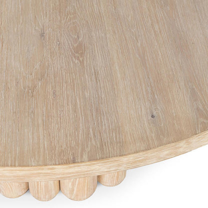 Classic Home  - Tiber 70in Round Oak Veneer Wood Dining Table - White Wash - 51031712 veiw 8