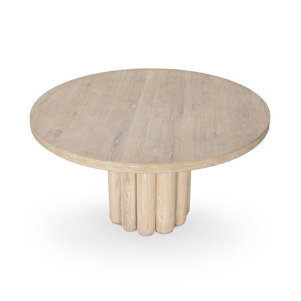 Classic Home  - Tiber Round Washed Dining Table White, Table - White Washed - 51031713 veiw 2
