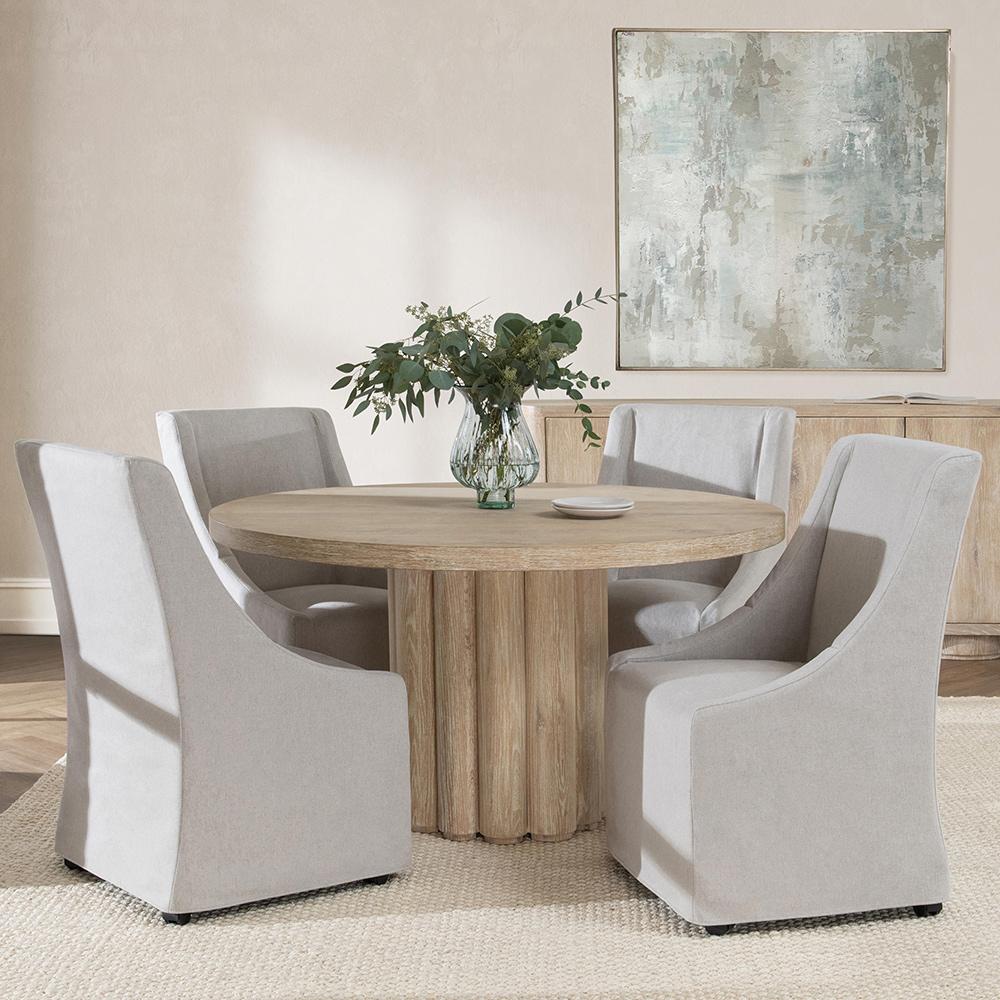 Classic Home  - Tiber Round Washed Dining Table White, Table - White Washed - 51031713 veiw 7