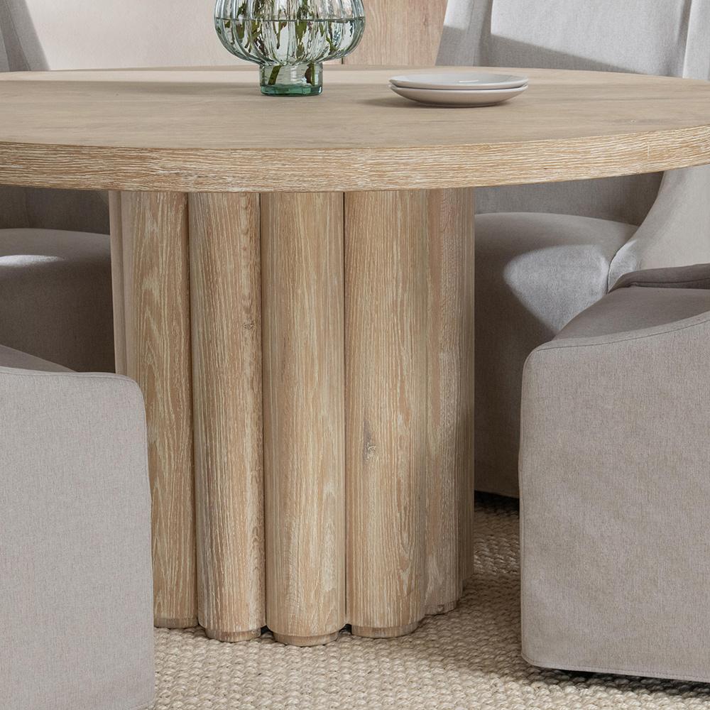 Classic Home  - Tiber Round Washed Dining Table White, Table - White Washed - 51031713 veiw 8