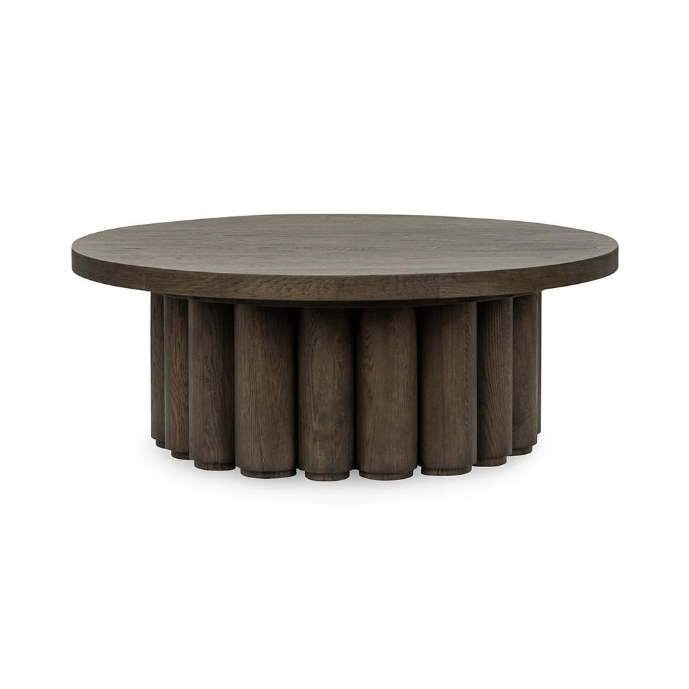 Classic Home  - Tiber Round Wood Coffee Table - Toasted Brown - 51031736 veiw 1