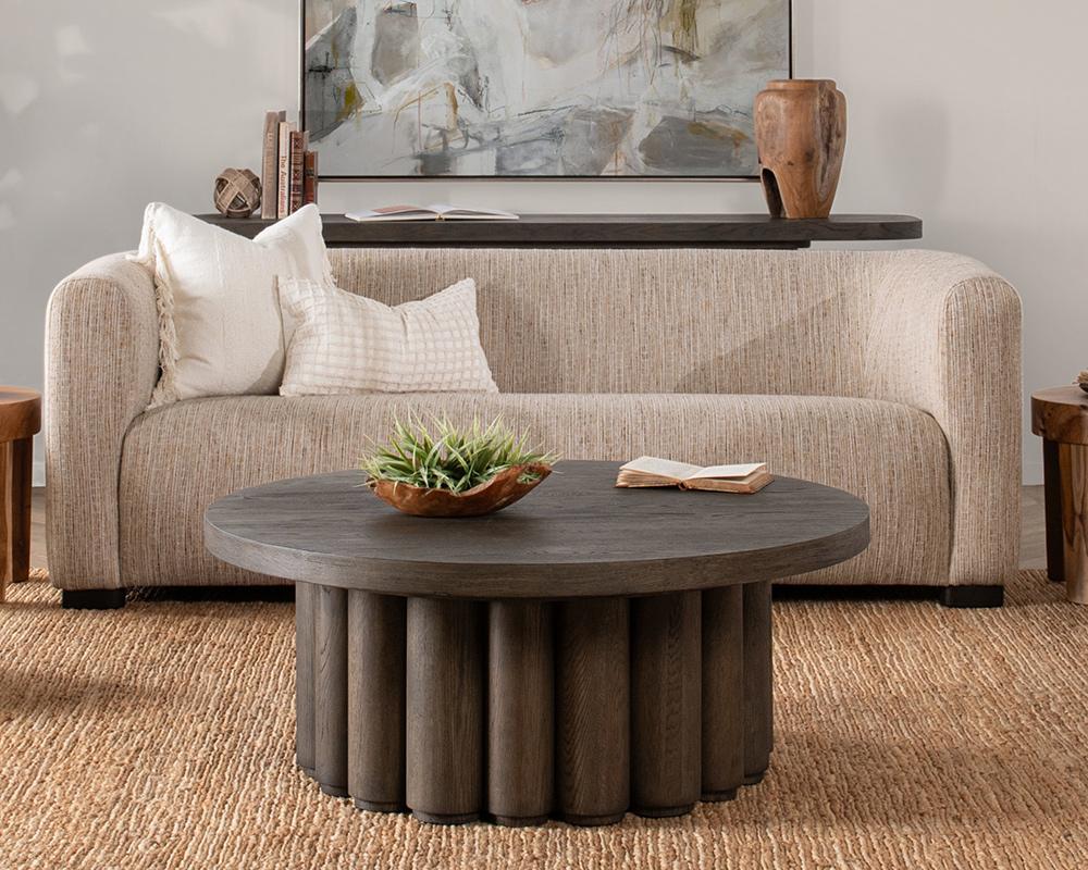 Classic Home  - Tiber Round Wood Coffee Table - Toasted Brown - 51031736 veiw 7