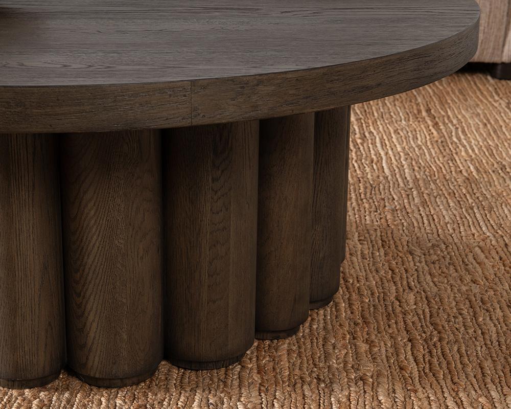Classic Home  - Tiber Round Wood Coffee Table - Toasted Brown - 51031736 veiw 8