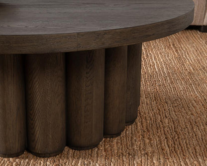 Classic Home  - Tiber Round Wood Coffee Table - Toasted Brown - 51031736 veiw 8