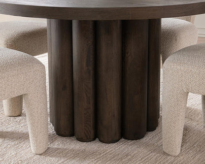 Classic Home  - Tiber Wood Round Dining Table - Toasted Brown - 51031734 veiw 9