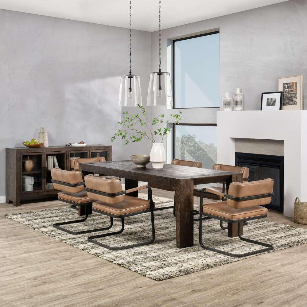 Classic Home - Troy Reclaimed Oak 89in Dining Table Suede Brown - 51031605 veiw 6