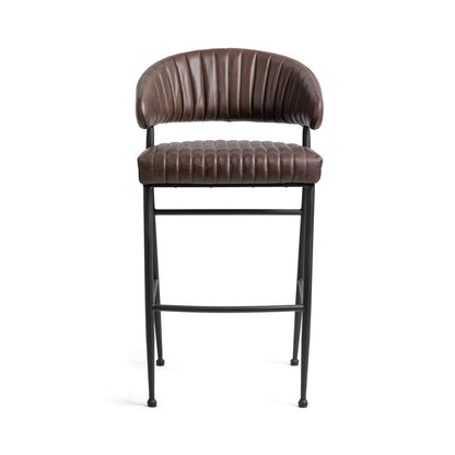 Classic Home - Umbria Top Grain Leather Bar Stool - Burnished Walnut Brown - 53002172 view 2