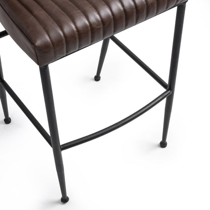 Classic Home - Umbria Top Grain Leather Bar Stool - Burnished Walnut Brown - 53002172 view 4
