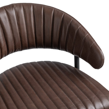 Classic Home - Umbria Top Grain Leather Bar Stool - Burnished Walnut Brown - 53002172 view 5