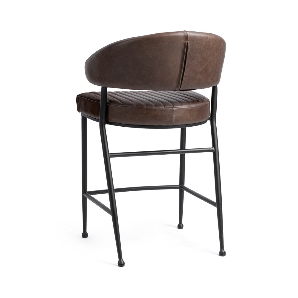 Classic Home - Umbria Top Grain Leather Counter Stool - Burnished Walnut Brown - 53002171 view 3