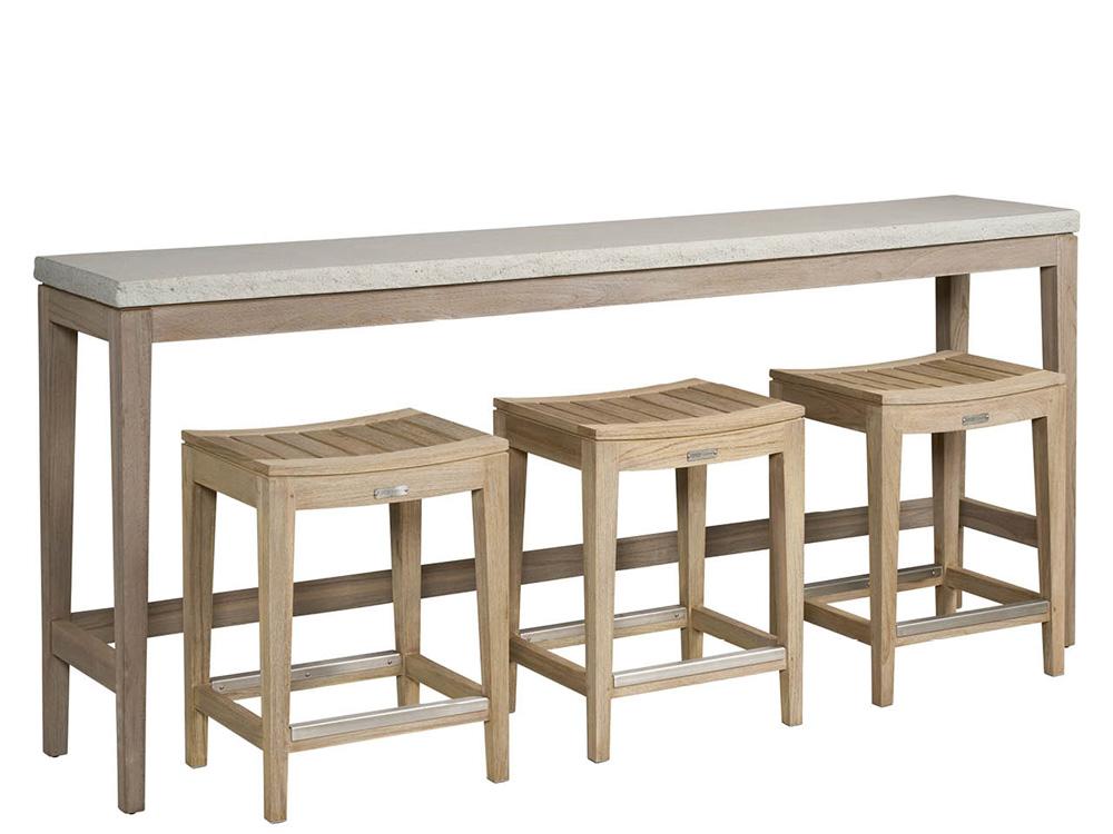 Coastal Living Outdoor - Saratoga Console w/3 Counter Stools - Warm Weathered Teak - U423803CS veiw 1