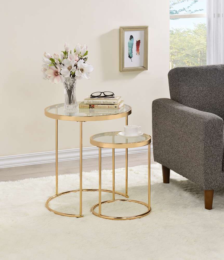 Coaster Maylin 2 Pc Round Glass Nesting Table - Thumbnail 3
