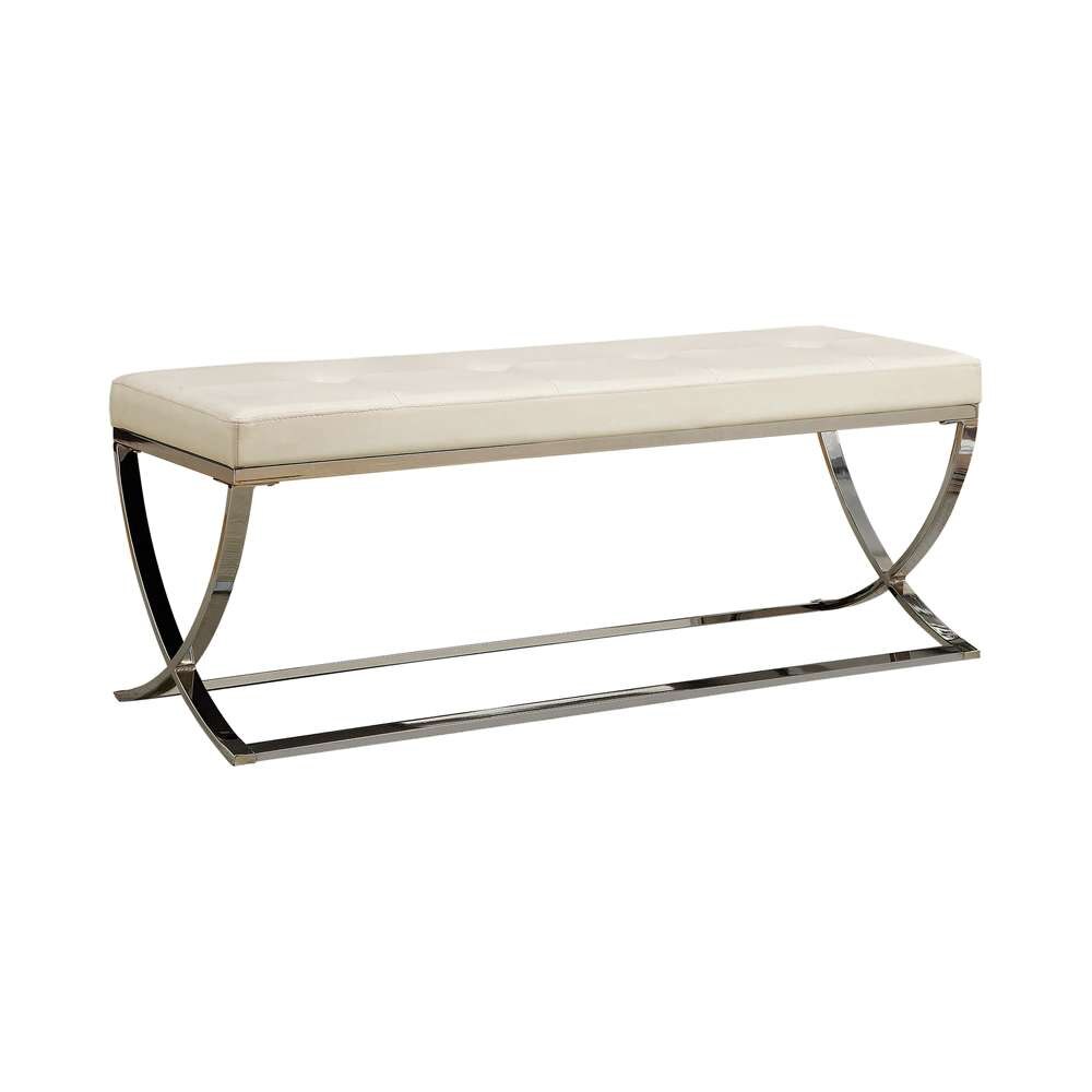 Coaster Walton White/Chrome Bench