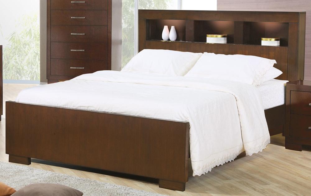 Coaster Jessica 4-Piece Cappuccino California King Bookcase Bedroom Set