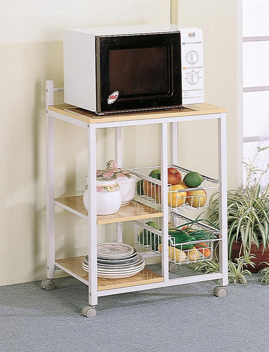 Coaster - Kelvin Kitchen Cart (Natural Brown/White) - 2506 veiw 1