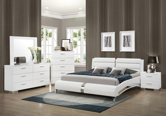 Coaster - Jeremaine Queen Bed (Glossy White) - 300345Q veiw 2